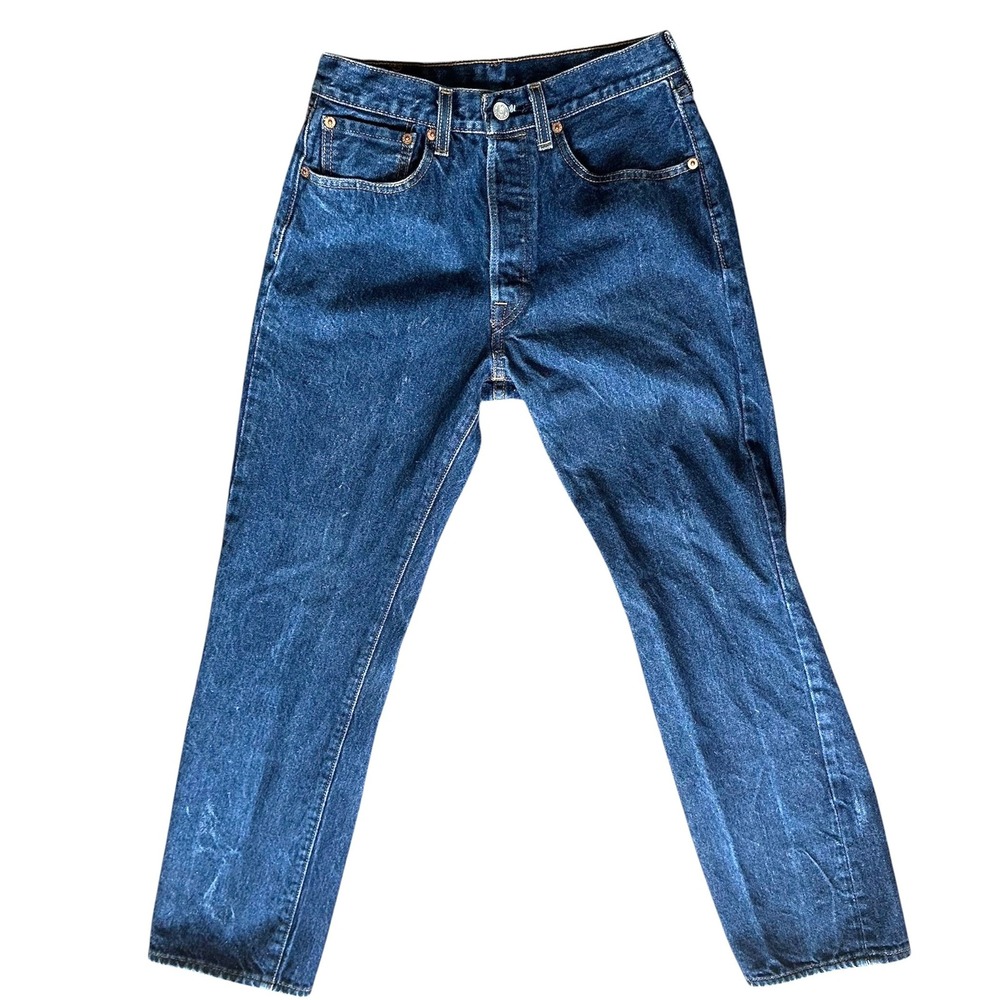 Levi's 501 Original Fit Jeans Mens 32x32 Blue Dark Wash Straight Leg Button Fly